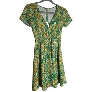 Show Me Your MuMu Pineapple Dress Small Tropical Cutout Mini Beach Vacation zip